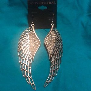 Body Central Angel Wings Earrings w/Rhine stones